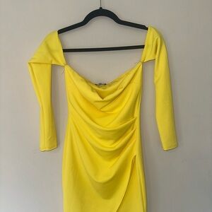 Elegant Yellow Off-Shoulder Dress